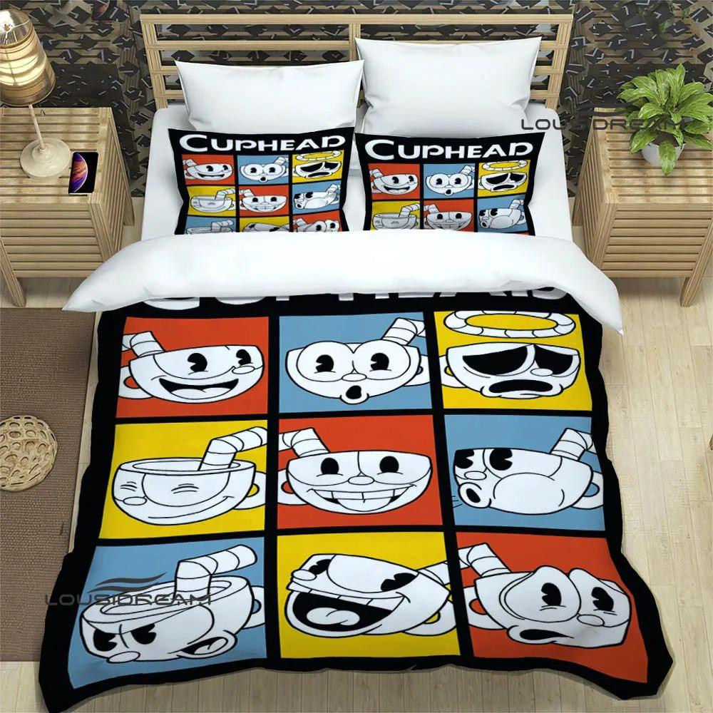 Cuphead Cartoon Printed Bedding Sets Exquisite Bed Supplies Set Duvet Cover Bed Comforter Set Bedding Luxury Birthday Gift