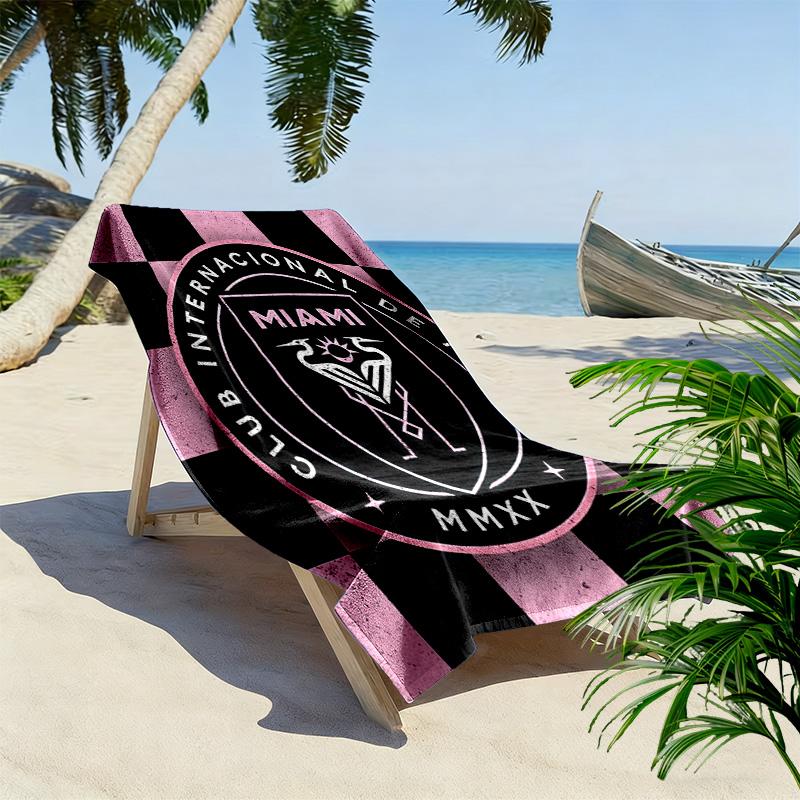 Пляжное полотенце с принтом Inter Miami CF, большое, мягкое, быстросохнущее, для пляжа, кемпинга, плавания