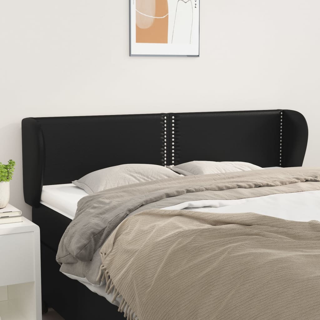 Headboard with Ears Black 147 x 23 x 78 88 cm Artificial Leather