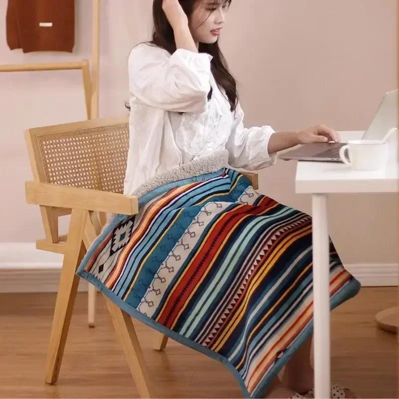 Мягкий пушистый фланелевый плед в стиле богемы, этнический, теплый ворсовый плед до колена, зимнее коралловое флисовое термобелье, маленькое толстое одеяло