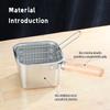 Stainless steel square frying pan with oil separation basket - folding heat-resistant handle, rust proof multi-purpose household