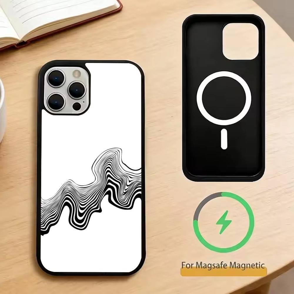Abstract wavy line art design Phone Case For iPhone17,16,15,14,13,12,11 Plus,Pro Magnetic with Magsafe Wireless Charging