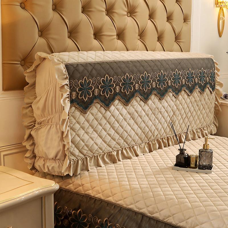 Короткий плюшевый стеганый чехол на изголовье «все включено», размер King Twin, кружевной чехол на голову кровати, пылезащитный чехол на спинку кровати 220x60 см