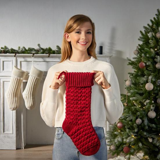 Christmas Stockings 18 Inches Large Knitted Xmas Stocking Fireplace Hanging Decoration for Holiday Home Party Decor