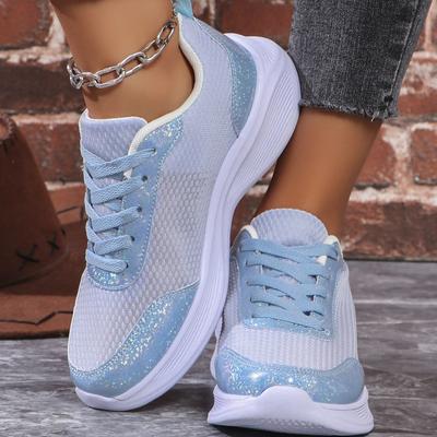 Повседневная спортивная женская обувь с пайетками, весенне-летняя дышащая женская обувь, кроссовки из летучей ткани, модная повседневная женская обувь, кроссовки из летучей ткани
