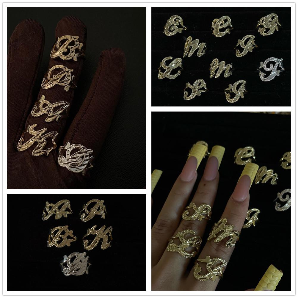 DUOYING Custom Script Initial Ring Personalized A-Z Letter S925 Sterling Silver Ring Women's Jewelry Gift For Stranger