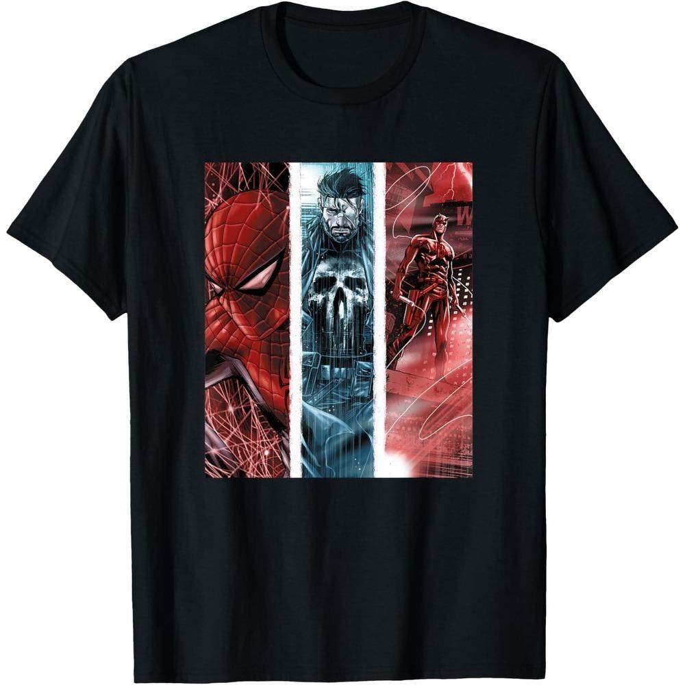 Футболка с изображением команды супергероев Marvel, Повседневная, Унисекс, С коротким рукавом, Однотонный хлопок, Свободный крой, Круглый вырез, Модный топ для пар