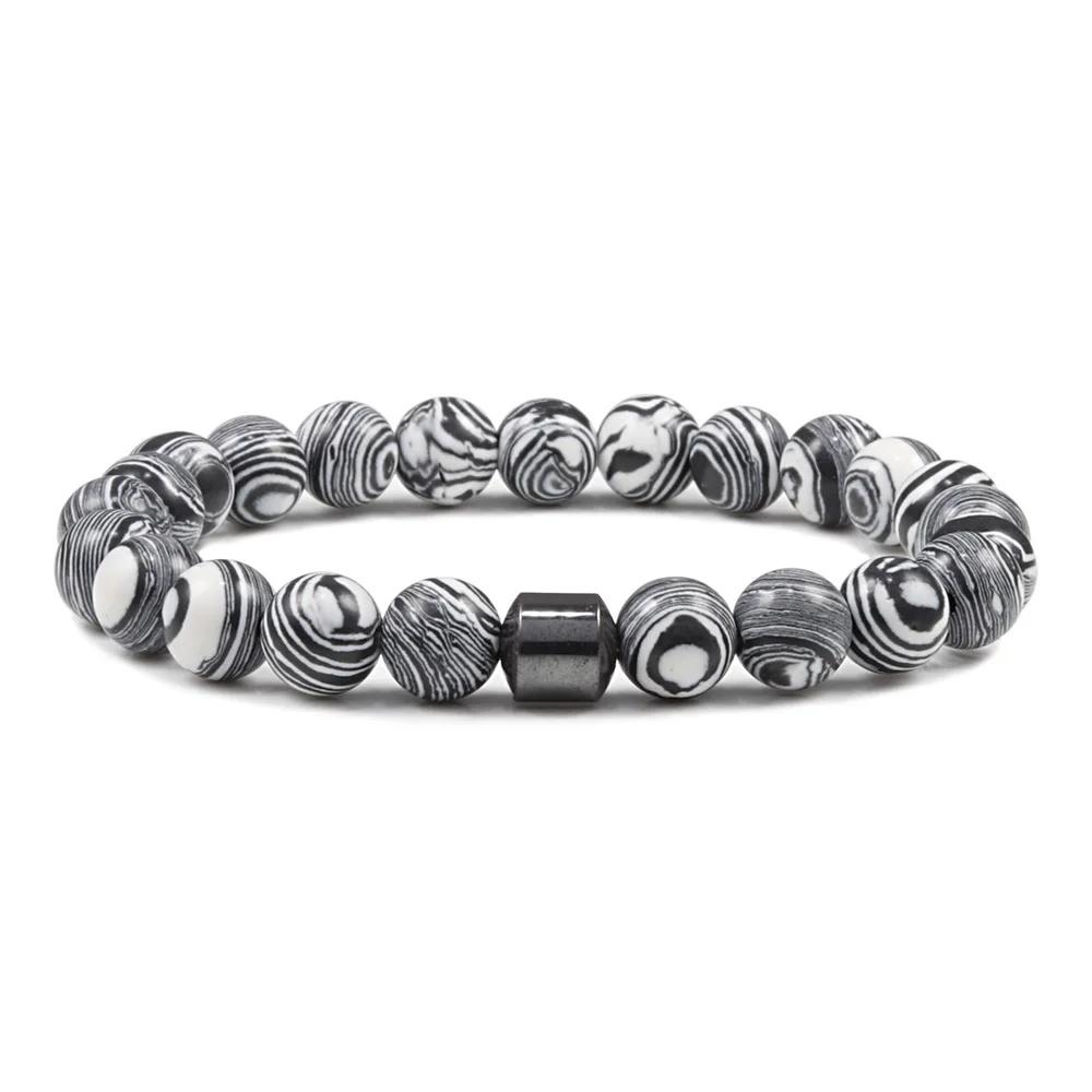 Малахитовый браслет из бусин, цилиндрический, из натурального камня, браслеты, высококачественный энергетический браслет, классический ниточный браслет, ювелирное изделие, pulsera