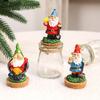 Christmas Themed Resins Dwarf Gnomes Figurine Candy Jar Glass Cookie Food Storage Container Table Decors Ornament Gift