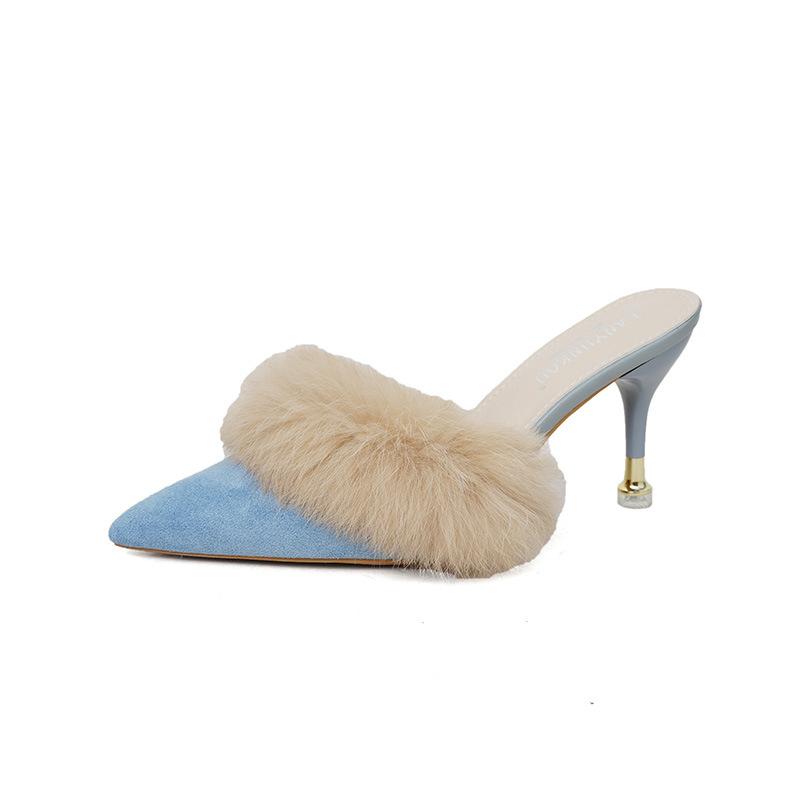 Mao Mao классные тапочки на высоком каблуке, женская новая модная верхняя одежда, универсальная, заостренная, тонкая сумка, половина головы 2025