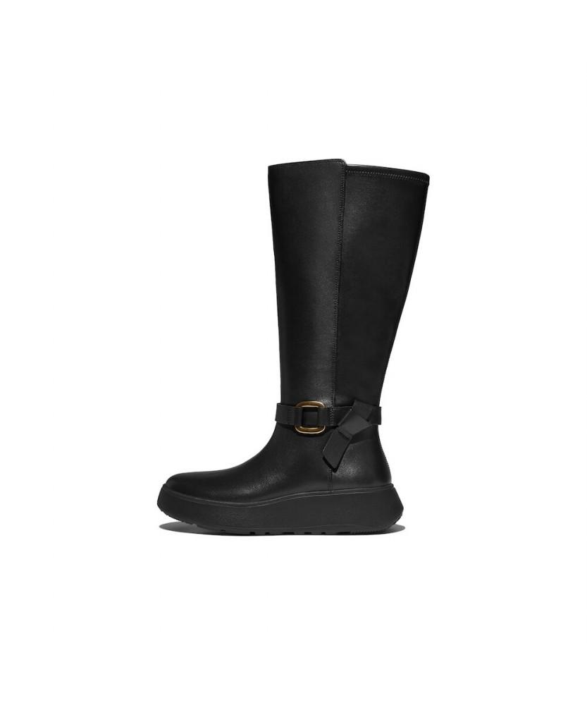 Fitflop [F-Mode] Women'S Squared Leather Platform Tall Boots - Black (Ft59K2B045)