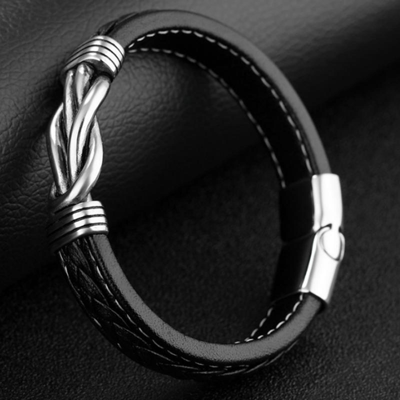 Mother And Son Forever Linked Together Men's Braided Leather L