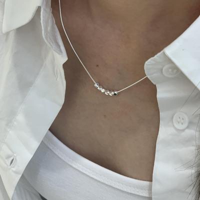 Серебряная цепочка с подвеской-квадратом "Змеиная кость" Su Chuang S925 для женщин - Простая многоугольная цепочка на ключицу