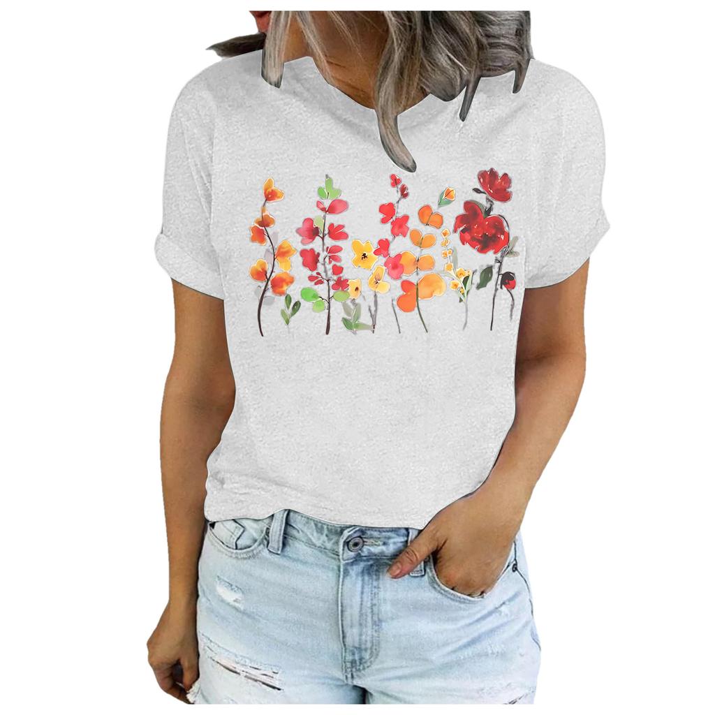 Женские топы оверсайз винтажные для девочек трендовые с принтом модные с коротким рукавом с круглым вырезом хлопковая футболка