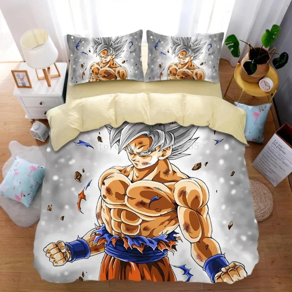 Аниме Постельный комплект Dragon-Ball,Пододеяльник Dragon-Ball,Комплект пододеяльника и одеяла,Постельный комплект Супер Сайян для взрослых и детей