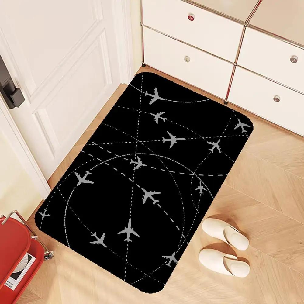 Arrival and Departure Flight Airport Door Mat Washable Non-Slip Living Room Sofa Chairs Area Mat Kitchen Doormat Area Rug