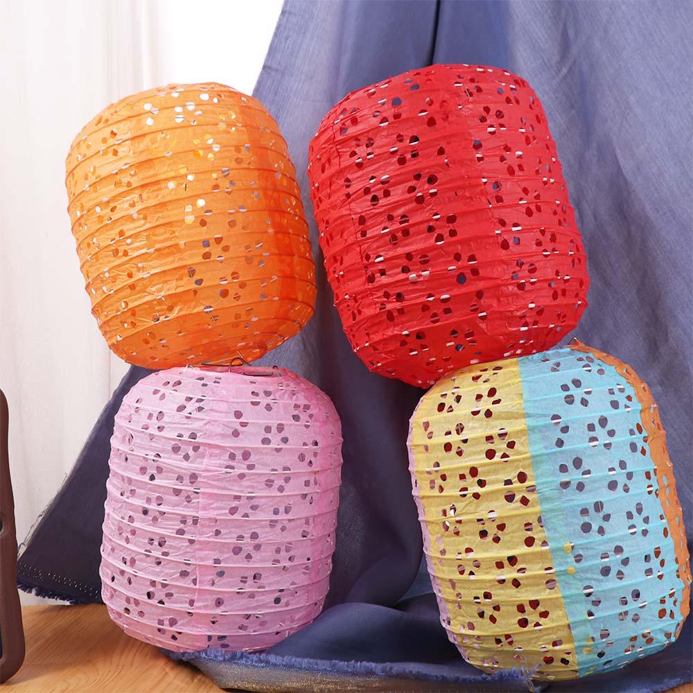 Cylindrical Hanging Lampion Colored Hollow Lantern Festival Lantern Paper Lantern Mid-autumn