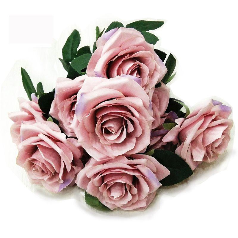 Элегантный букет из 10 голов искусственных шелковых роз для свадьбы и домашнего декора