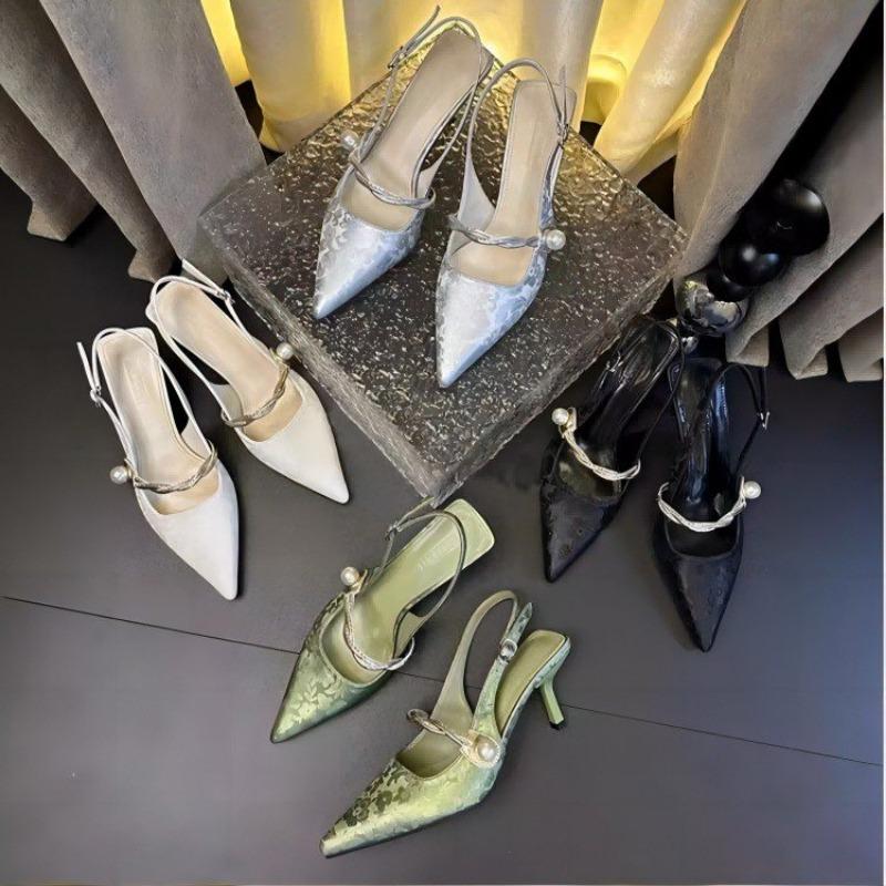 Новые летние модные туфли с острым носком и жемчугом, женские пикантные женские сандалии, туфли-лодочки на высоком каблуке, женские модельные туфли для банкета