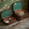 Шкатулка для хранения украшений с застежкой и откидной крышкой, деревянная, в ретро-дизайне, пылезащитный органайзер для мелких вещей