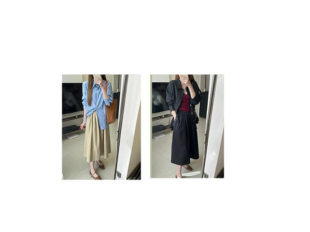 Elegant A-Line Pleated Skirt: New Spring/Summer Style, Elastic Waist, Mid-Length, White