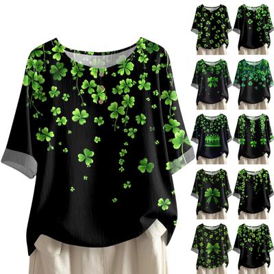 Женская модная и повседневная рубашка с полурукавом и круглым вырезом, блузка из хлопка и льна