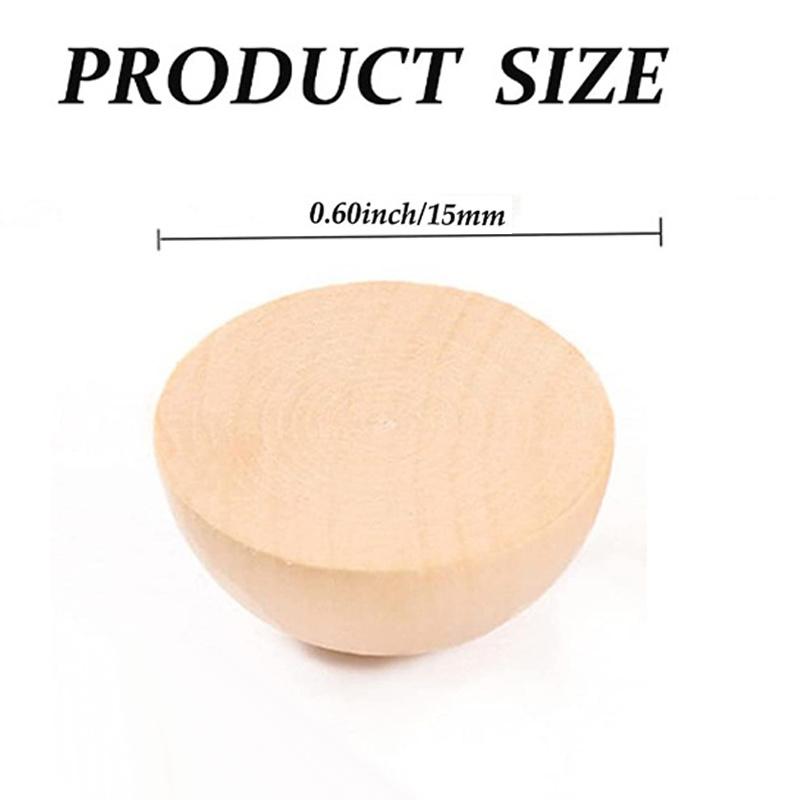 Diameter 12-25MM Half Wooden Beads Unfinished Natural Half Round Wood Balls Beads for DIY Paint Woodworking Christmas Decor