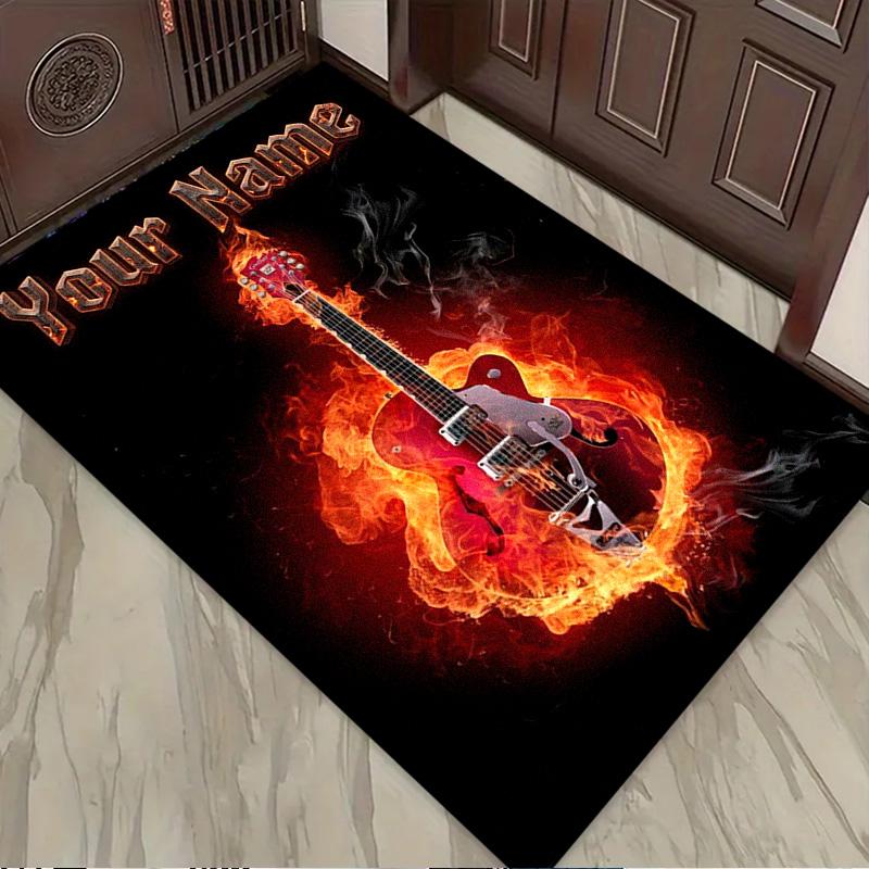 Name Custom Guitar Carpet Rug for Living Room Bedroom Home Sofa Decoration,Kids play Non-slip Floor Mat