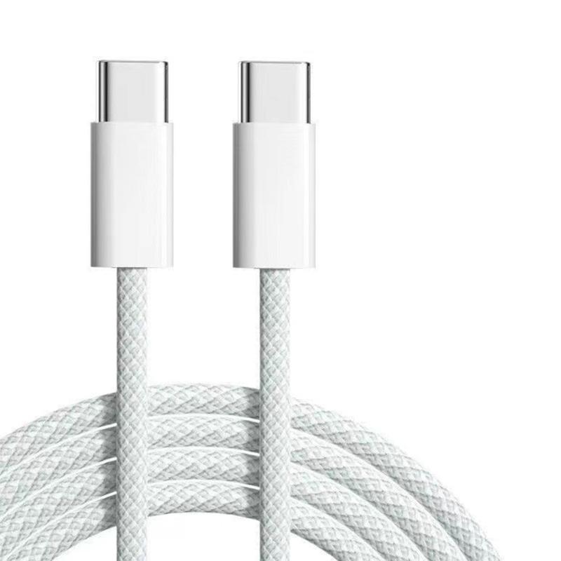 Кабель 60 Вт для быстрой зарядки, USB C на USB C, плетеный шнур, высокоскоростная синхронизация данных, подходит для смартфонов S23/S22/S21+