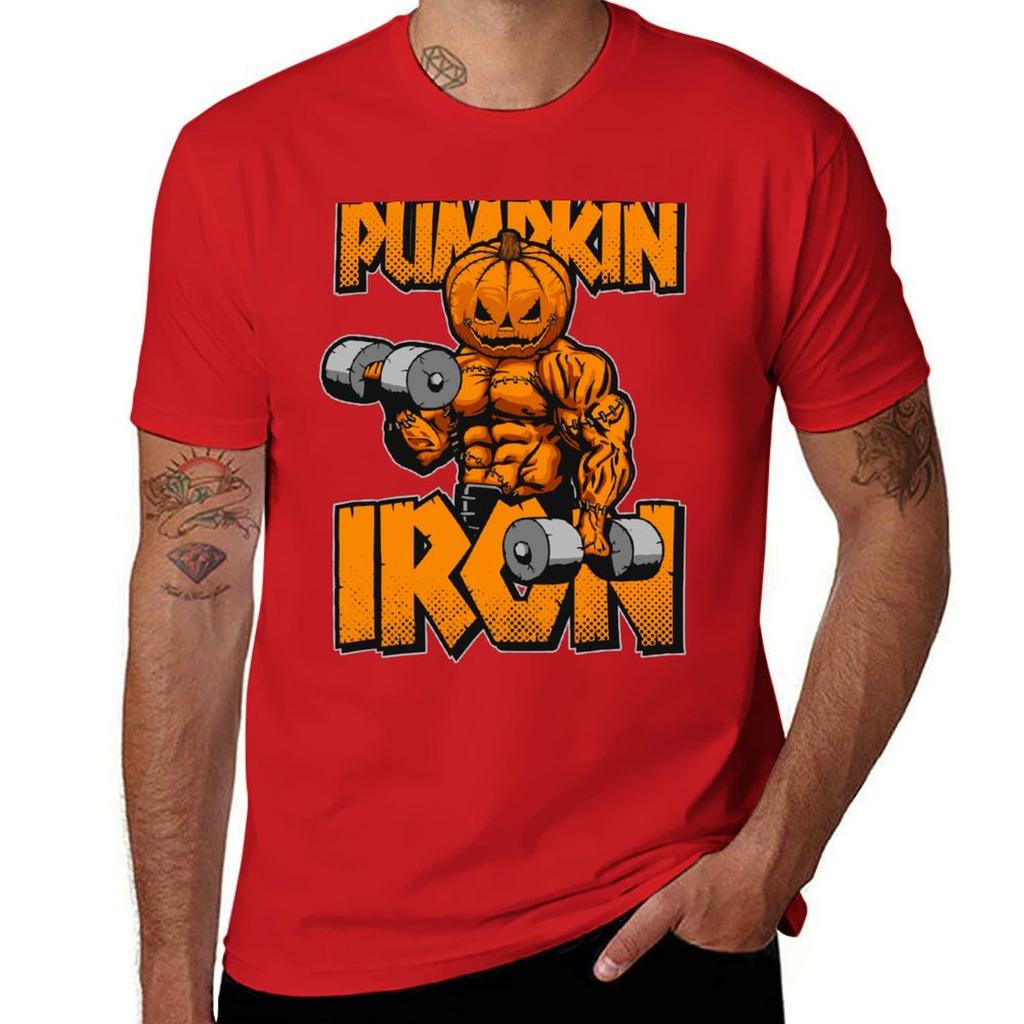 Halloween Workout Pumpkin Iron Bodybuilder Fitness Tshirt Customizeds Graphic T Shirts Quick Drying Unisex Workout Shirt