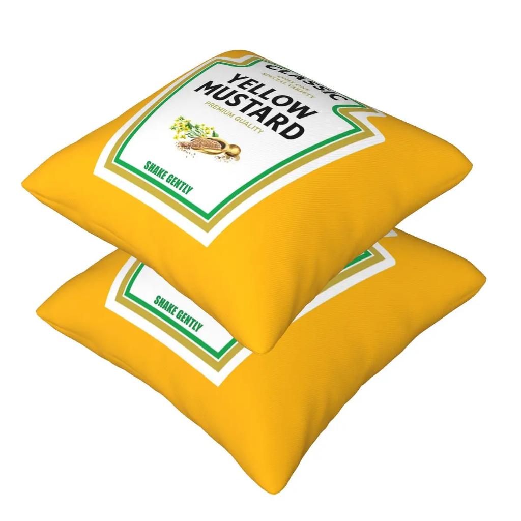 Mustard Mayo Ketchup 2 Pcs Square Pillowcase Pillow Cover Cushion Zip Decorative Comfort Throw Pillow For Home Car