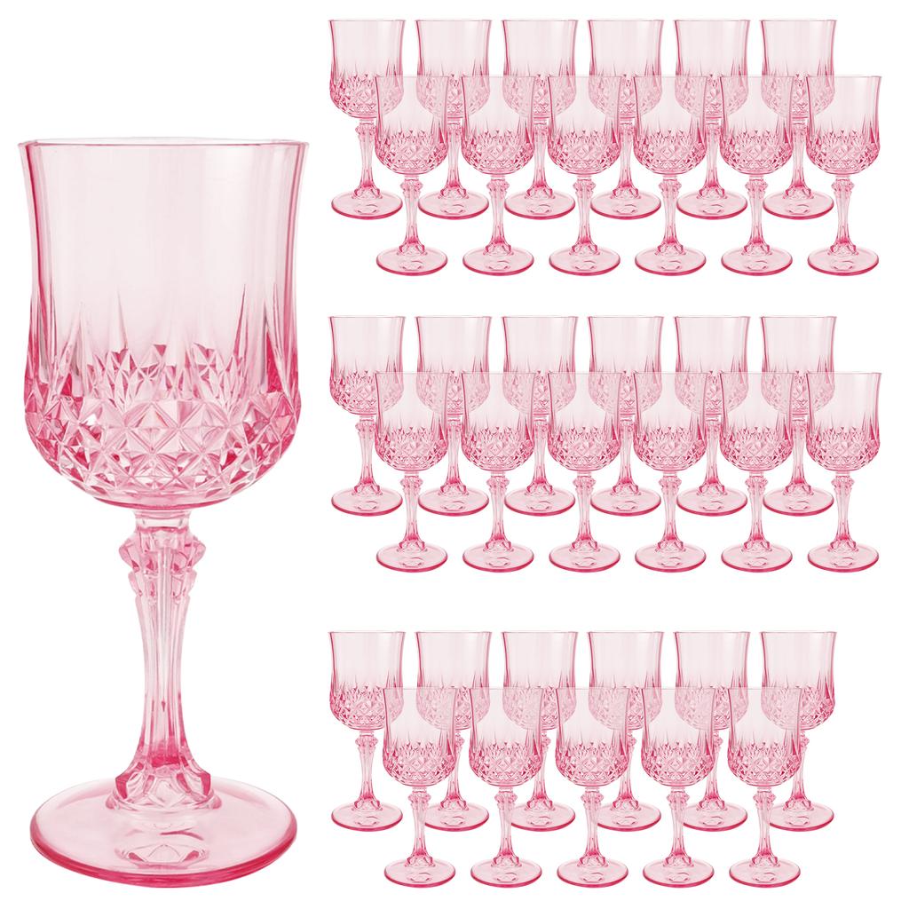 12/24/36 Pcs Champagne Glass 3.09oz Reusable Plastic Wine Glasses Flutes Elegant Pink Wine Glass for Party Wedding and Christmas