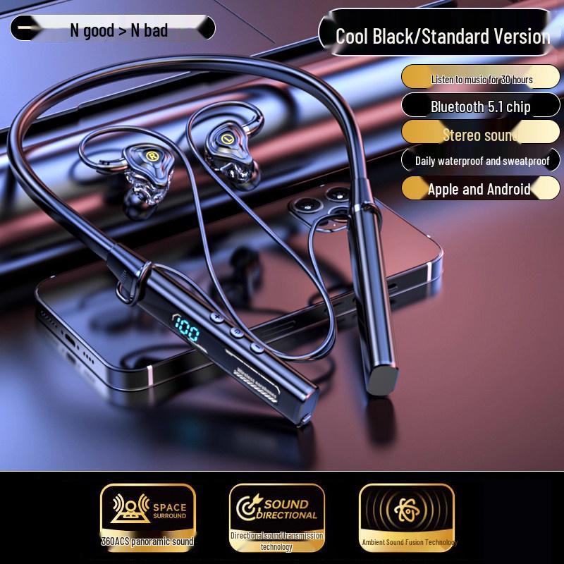 2025 Bluetooth Neckband Headphones: Wireless, Long Battery, Sport, In-Ear, Metallic Sound