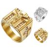 Chic Cubic Jesus Cross Carved Zirconia Inlaid Ring Unisex Wedding Jewelry Gift