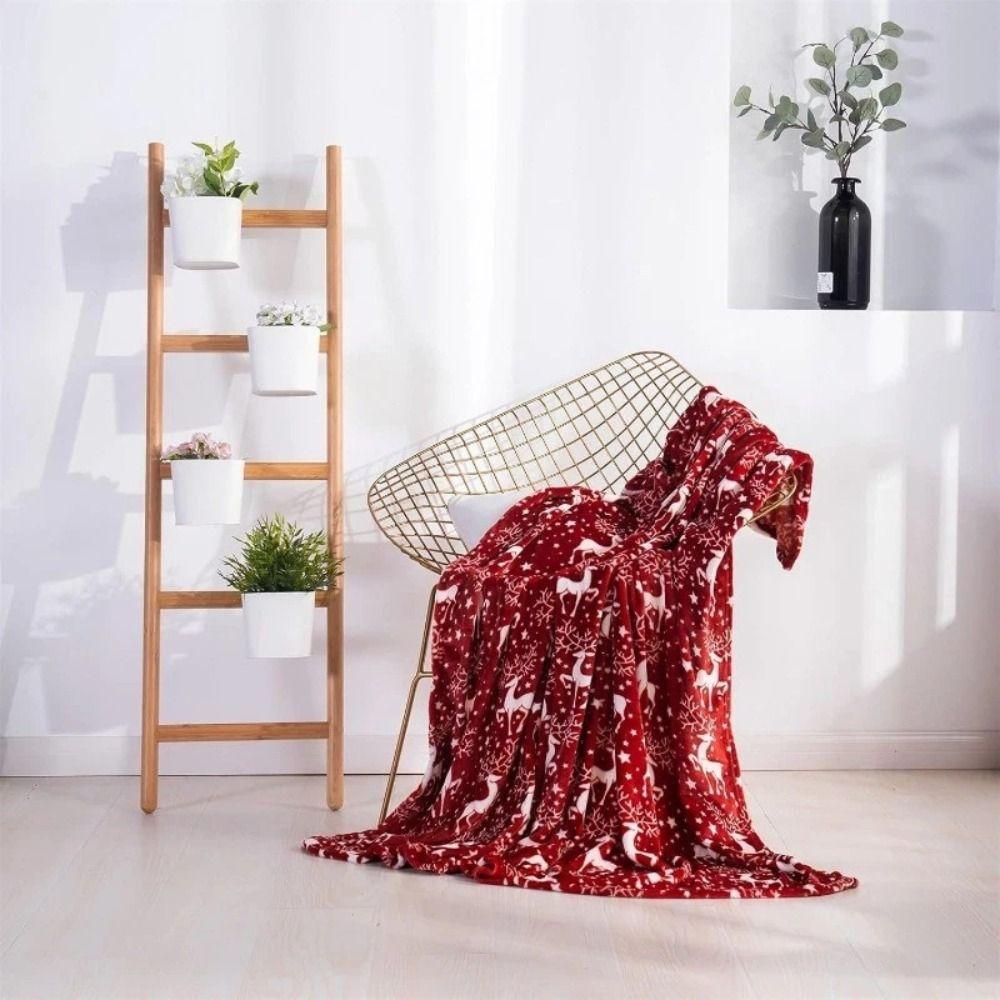 Flannel Sofa Blanket Elk Snowflake Washable Cosy Snuggle Blanket Soft Winter Warm Christmas Throw Blanket For Bed Sofa Office