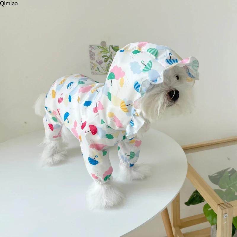 Waterproof Pet Raincoat Puppy Dog Four Legs Inclusive Teddy Clothes Small Dog Bichon Hiromi Poncho Spring And Summer Rainy Days