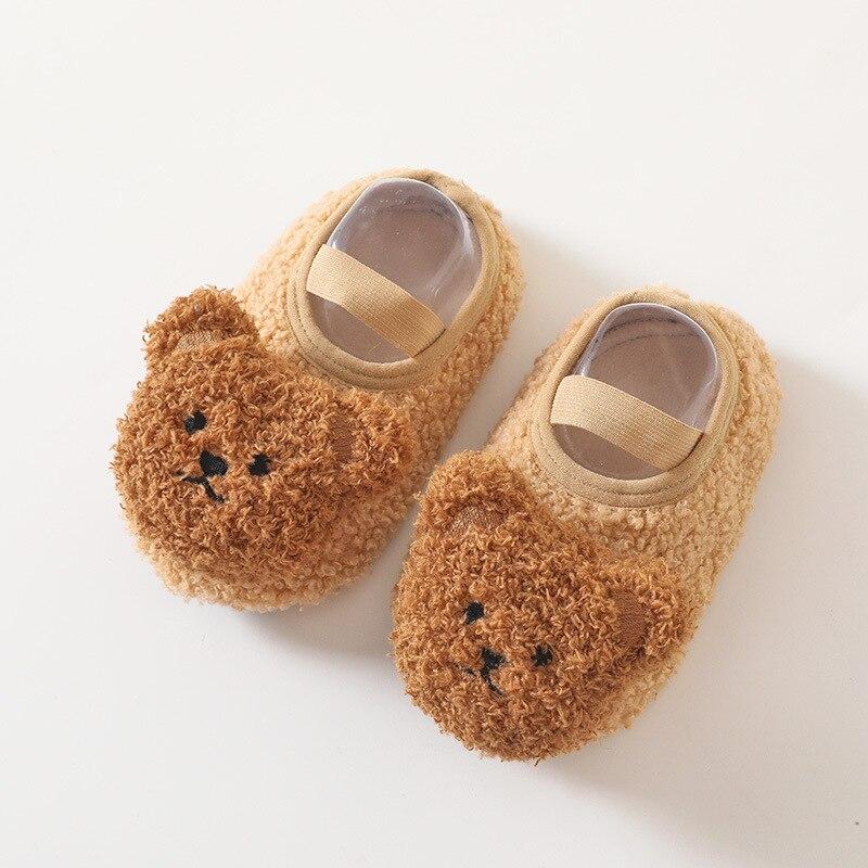 Cartoon Bear Socks Shoes for Newborn Infant Toddler Baby Autumn Winter Thick Warm Floor Socks Plush Indoor Sox