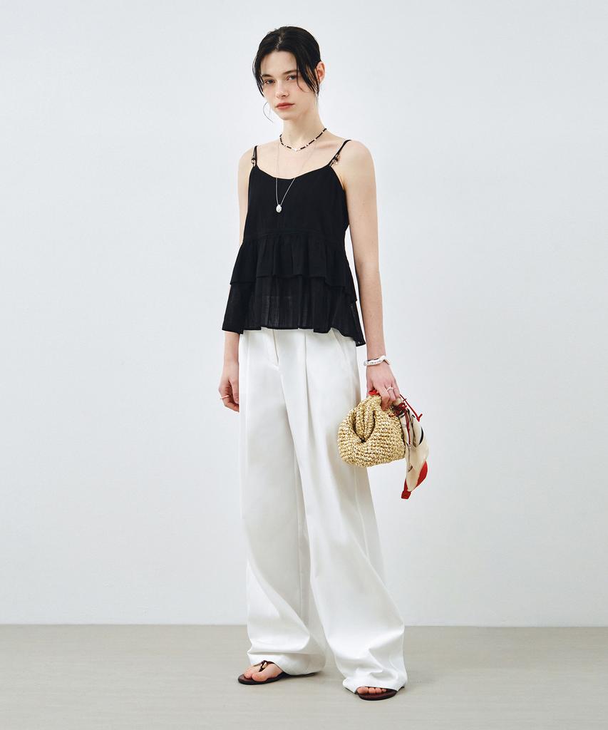 MONGDOL Essential Широкие брюки с одной складкой Белые Mdpt049White