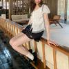 Summer Sweet Lace Spliced Shirts Stylish Drawstring Female Clothing Solid Color Elegant Square Collar French Style Slim Blouse