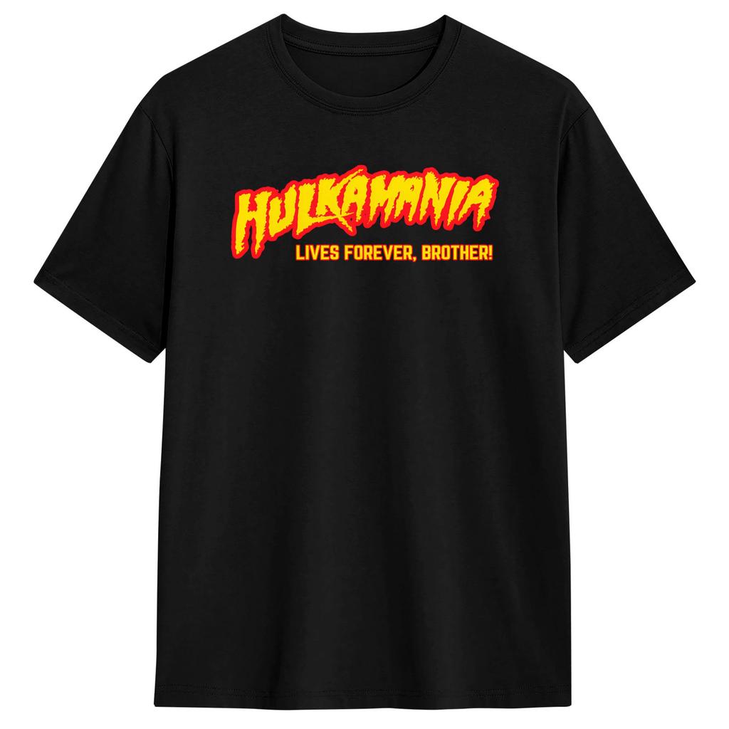 Hulkamania Live Forever T-Shirt Summer Hipster T-Shirts Cotton Comfortable Plus Size Tees Shor