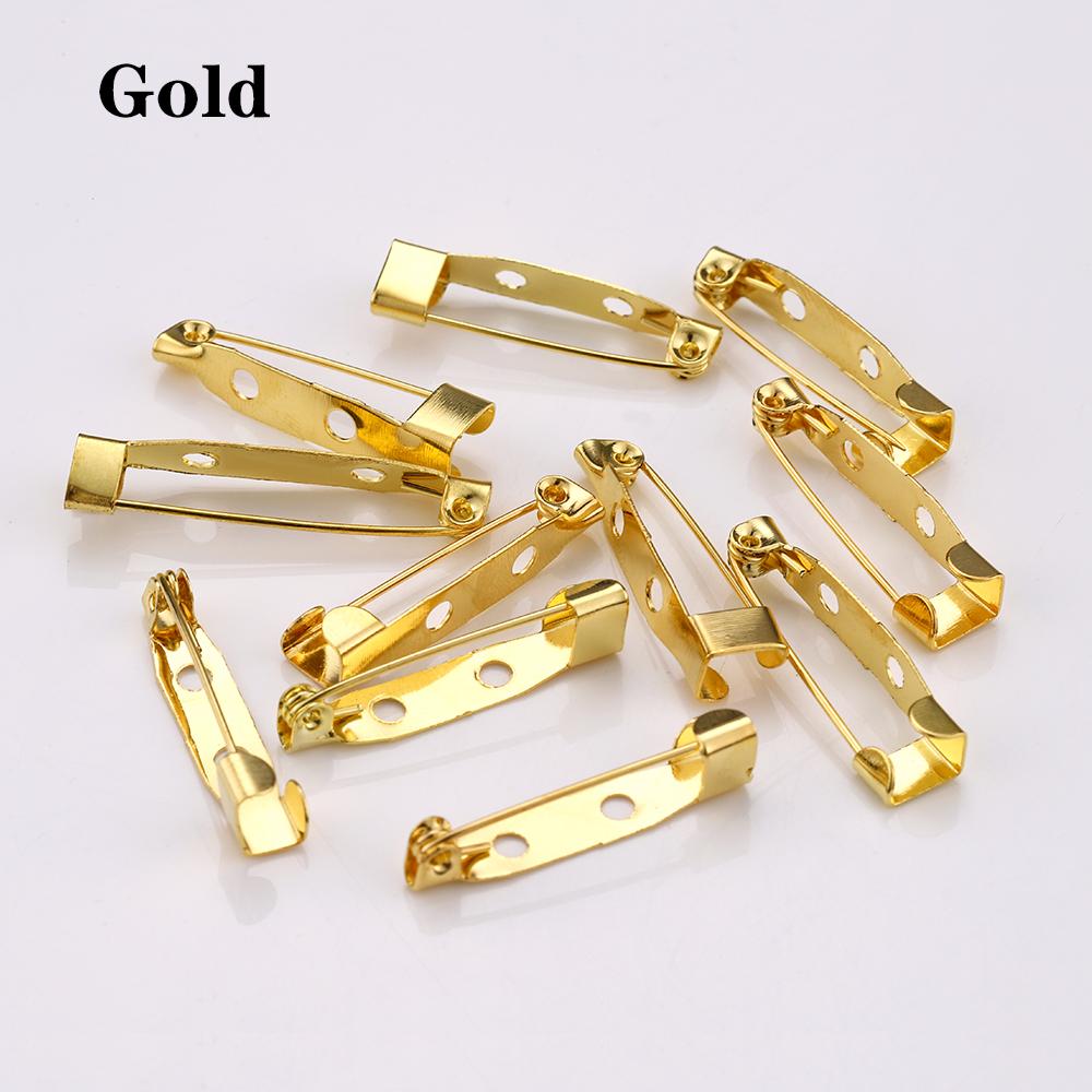 50pcs 15-35mm Brooch Clips Pin Base Silver Gold Safety Pins Brooch Blank Base Settings for DIY Jewelry Making Findings Supplies