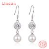 Линдон стерлингового серебра 925 пробы синтетический жемчуг серьги серьги-капли для женщин подарки на свадьбу