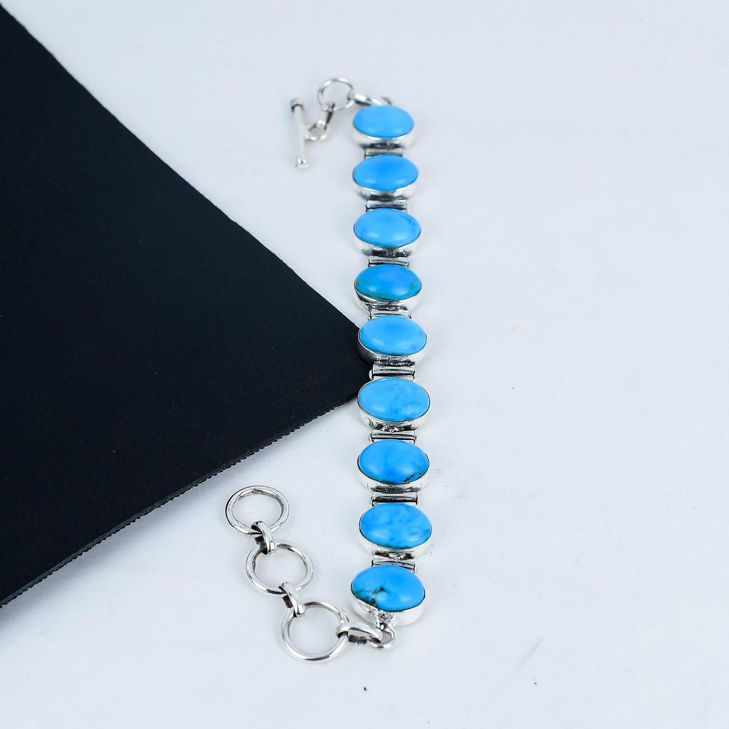 Натуральный браслет из бирюзового камня «Спящая красавица» ручной работы из стерлингового серебра 925 пробы, браслет из бирюзы для жены, браслет унисекс для вечеринки в подарок