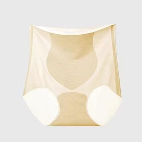 Женское нижнее белье Ice Silk с высокой талией в цвете Nude — ультратонкое, бесшовное, с подтяжкой живота и увеличением ягодиц