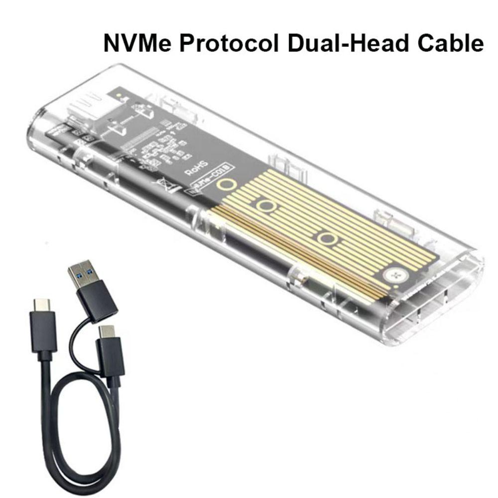 Transparent M.2 SSD Box NGFF NVME M2 Hard Disk Case PCIe 10Gbps Clear SSD Case External Enclosure Hard
