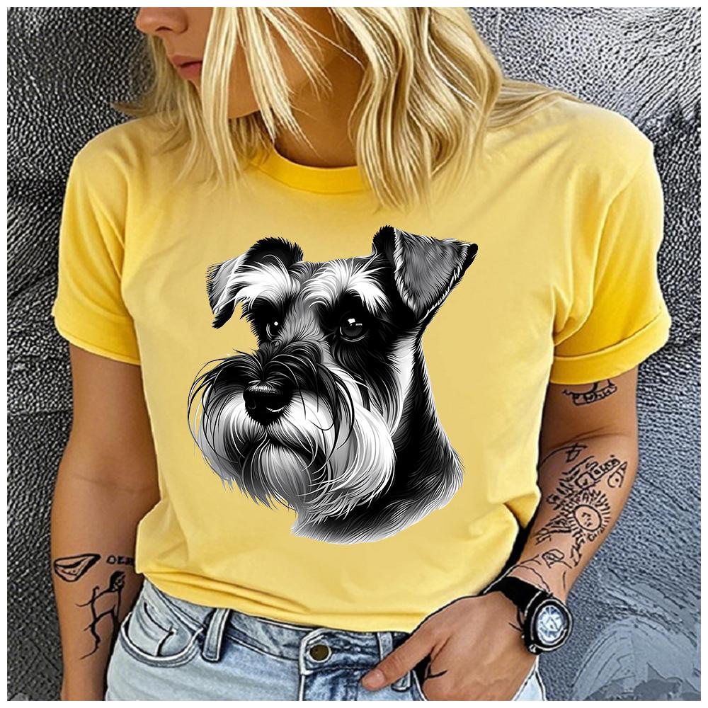 Unisex 100% Polyester Summer Top with Pet Print Loose round Neck Short Sleeve Fashion for Astrology Lovers