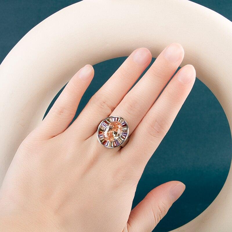 BELLA BOX Обручальное кольцо с драгоценным камнем для женщин, серебряное женское кольцо, преувеличенное серебряное украшение на руку, подарок на свадьбу, вечеринку