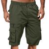 Мужские шорты с эластичным поясом, средней посадкой, однотонные шорты с множеством карманов, широкие летние пляжные шорты