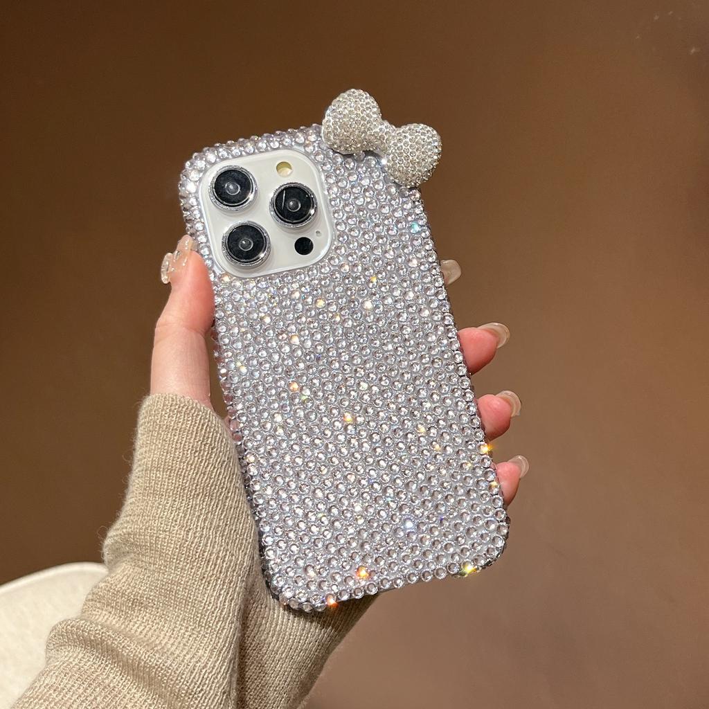 Applicable To Apple 16 Full Diamond Bow Mobile Phone Case IPhone 15 ProMax Luxury Fairy 14 Drop Protection Case