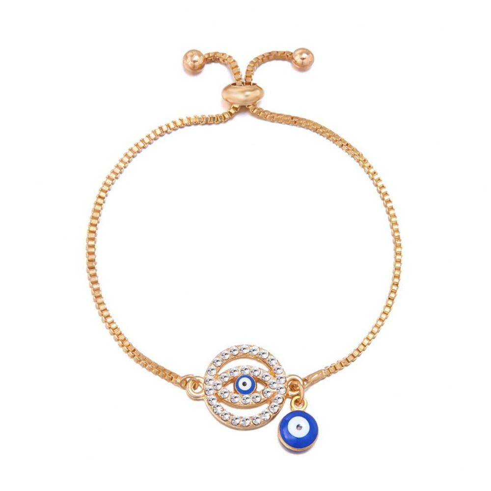 Браслет-цепочка с золотыми молитвенными синими глазами в турецком стиле, браслет с символом удачи, женские украшения